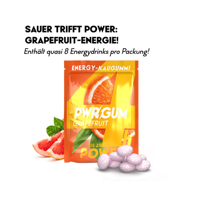 PWRGUM Grapefruit 10er Box - Energy-Kaugummi
