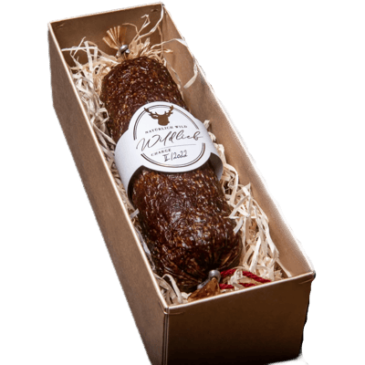 Heidelbeer-Damwildsalami mit Schweinefleisch von Purely Green