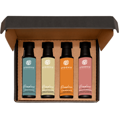 Pizzaliener Crema gift box (1x coconut cream liqueur + 1x nougat liqueur + 1x egg liqueur + 1x chocolate chili liqueur)