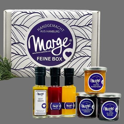 Marge's Feine Box No. 1 tasting package (3x fruit spread + 2x vinegar + 1x oil)