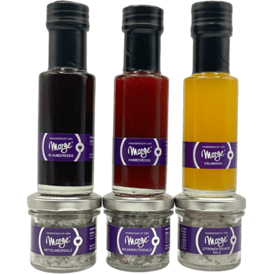 Marge's Minis Essig & Salz Probierpaket (3x Fruchtmarkessig + 3x Salzmischung)