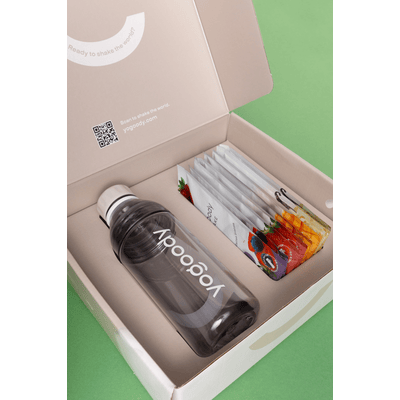 YOGOODY Shake Experience Pack (2x Erdbeere + 2x Mango + 2x Waldbeere + 2x Vanille + 1 Shaker)