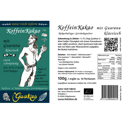 natur-reich-inform GuaKao - Bio KoffeinKakao mit Guarana klassisch