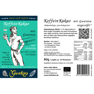 natur-reich-inform GuaKao - Bio KoffeinKakao mit Guarana ungesüßt