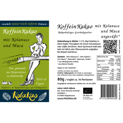 natur-reich-inform Bio KoffeinKakao mit Kolanuss und Maca Ungesüßt