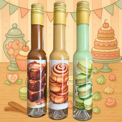 Deheck Back-Likör Trio (1x Macarons-Pistazie Likör + 1x Zimtschneckenlikör + 1x Brownie Sahnelikör)