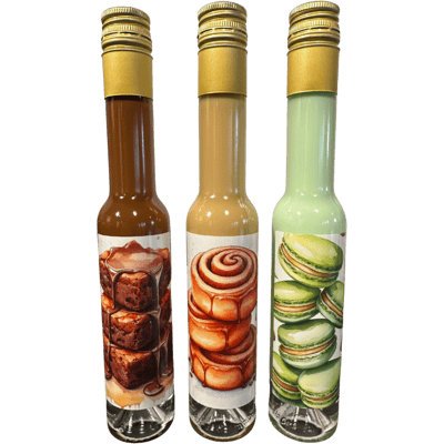 Deheck Back-Likör Trio (1x Macarons-Pistazie Likör + 1x Zimtschneckenlikör + 1x Brownie Sahnelikör)
