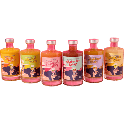 Mixed box: Pineapple, grapefruit, passion fruit, orange, pink grapefruit and rhubarb spritz