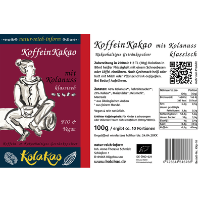 natur-reich-inform Bio KolaKao - KoffeinKakao mit Kolanuss klassisch