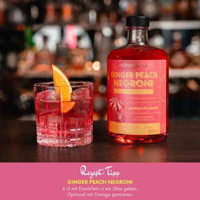 Cocktailkunst Ginger Peach Negroni - Bottled Cocktail alkoholfrei