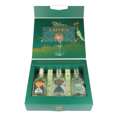 LAEPOCA Mezcal Premium Tasting-Set (1x Espadin + 1x Ensamble + 1x Cuishe)