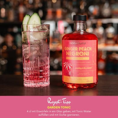 Cocktailkunst Ginger Peach Negroni - Bottled Cocktail alkoholfrei