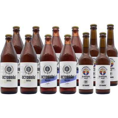 Octobräu ProbierBox (4x Helles 0,5l + 4x Weizen 0,5l + 4x Surfers Ale 0,33l)
