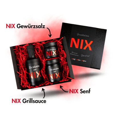 NIX Geschenkbox mit Senf, Grillsauce & Gewürzsalz