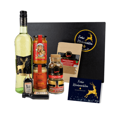 Geschenk Weihnachtsfeier gefüllt mit Weihnachts-Spezialitäten