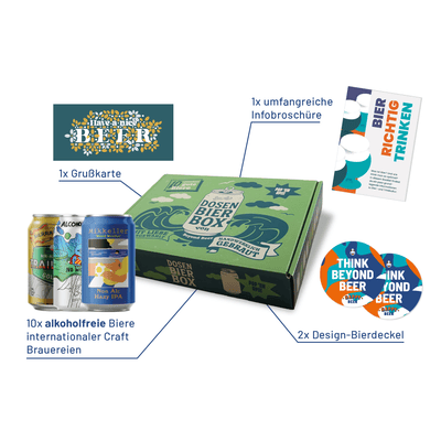 Non-alcoholic craft beer gift box (10x cans of different varieties)