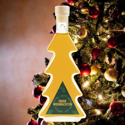 Deheck Bratapfel Likör in Tannenbaumflasche
