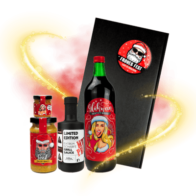 Cool Christmas gift idea (1x mulled wine + 1x barbecue sauce + 2x mustard)