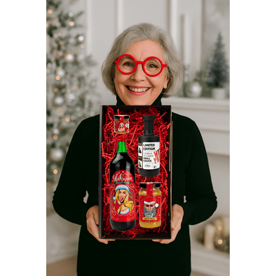 Coole Weihnachten Geschenkidee (1x Glühwein + 1x Grillsauce + 2x Senf)