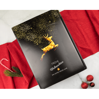 Geschenkbox Frohes Fest (1x Glühwein + 1x Dressing + 1x Senf + 3x Gewürze)