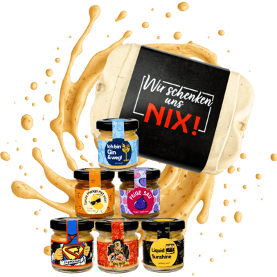 Gift set "Wir schenken nix uns" (6x mustard specialties in an egg carton)