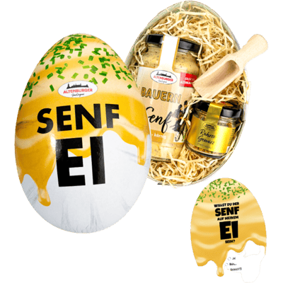 Senfei - das größte auf der Welt! (1x Senf + 1x Rühreigewürz + 1x Löffel + 1x Postkarte)