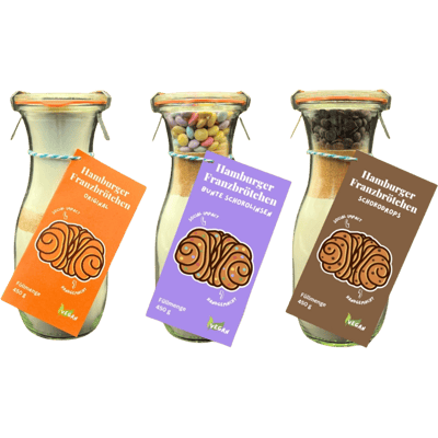 Picknickliebe Hamburger Franzbrötchen set of 3 (1x original + 1x chocolate drops + 1x colorful chocolate lentils)