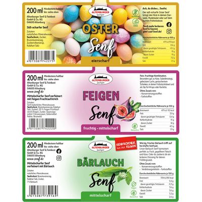 Altenburger Geschenkbox Oster Kiste (1x Bärlauchsenf + 1x Ostersenf + 1x Feigensenf)