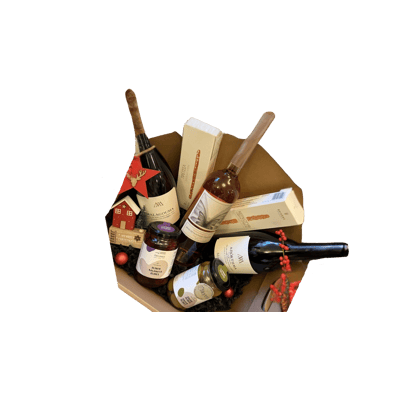 Biogea Geschenkkorb Weingenießer (1x Weißwein + 1x Rotwein + 1x Rosewein + 1x Kalamon Oliven + 1x grüne Oliven + 1x Brezel + 1x Hartkäse)