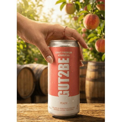 12x GUT2BE Daheim-Qualität CRAFT PREMIUM-Kombucha fermentierter Tee - Pfirsich