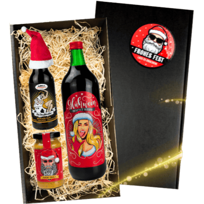 Geschenkbox Merry Christmas (1x Glühwein + 1x Knackiger Weihnachtssenf + 1x Würzsauce)