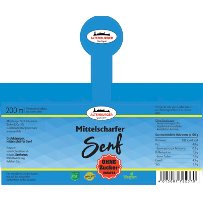 Altenburger Mittelscharfer Senf Ohne Zuckerzusatz
