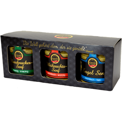 Premium Box Weihnachten (1x Nussknacker Senf + 1x Weihnachtssenf + 1x Engel Senf)