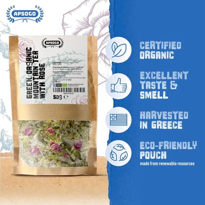 APSOGO Griechischer Bio-Bergtee mit Rosenblüten