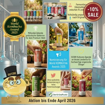 GUT2BE Daheim-Qualität ( keine Pulvermischungen ) frisch & bezaubernd - GUT2BE CRAFT PREMIUM-Kombucha fermentierter Tee 24er-Probierset Mix