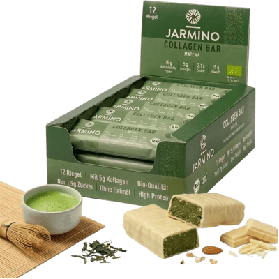 12er Tray Jarmino Kollagen Riegel Matcha