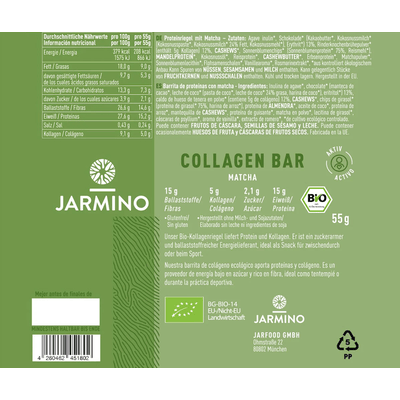 Jarmino Kollagen Riegel Matcha