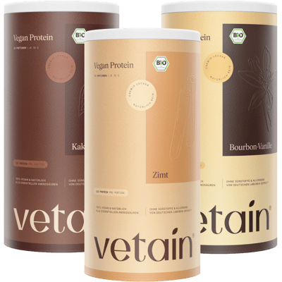 Bundle of 3 Vetain vegan protein powder (1x cinnamon + 1x cocoa + 1x vanilla)