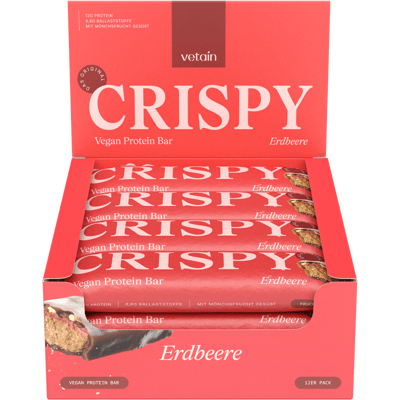 12er Tray Vetain CRISPY Vegan Protein Bar Erdbeere - Limited Edition