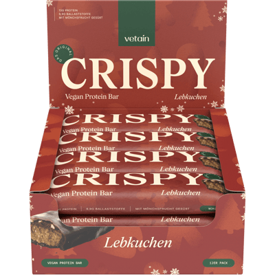 12er Tray Vetain CRISPY Vegan Protein Bar Lebkuchen