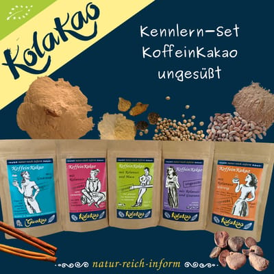 Kennenlernpaket Bio KoffeinKakao - ungesüßt (4x koffein- und kakaohaltiges Getränkepulver)