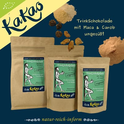 Organic Drinking Chocolate with Maca & Carob - Unsweetened