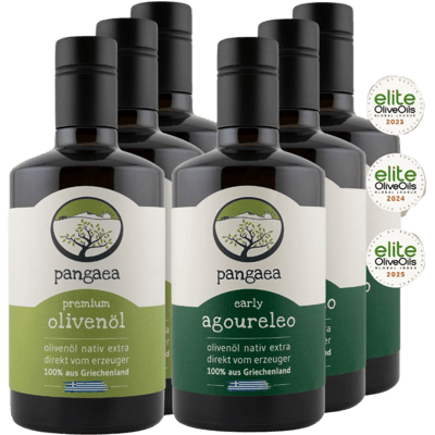 Pangaea Sparpaket 1 - 3x Premium Olivenöl und 3x Early Agoureleo nativ extra