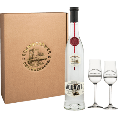 Schwechower Aquavit + 2 Gläser Geschenkset