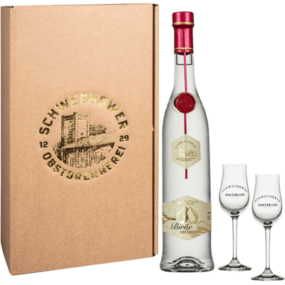 Schwechower Williams Birne Obstbrand + 2 Gläser Geschenkset