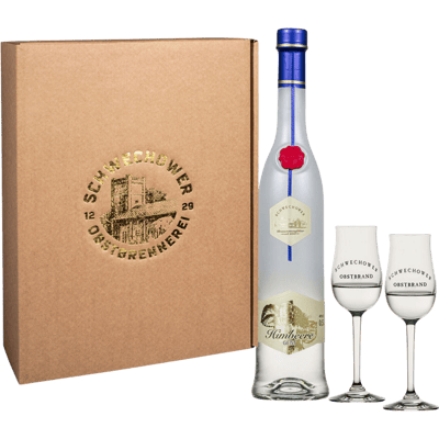 Schwechower Himbeere Obstgeist + 2 Gläser Geschenkset