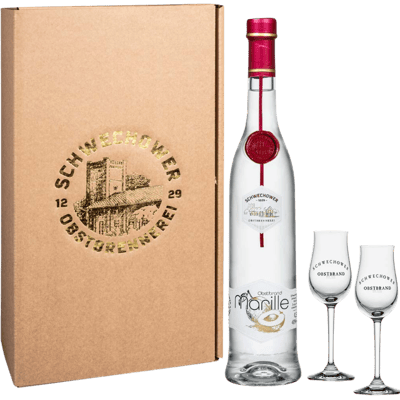 Schwechower Marille Obstbrand + 2 Gläser Geschenkset
