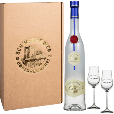 Schwechower Schlehe Obstgeist + 2 Gläser Geschenkset