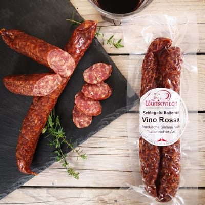 Die Wurschtler Salami Vino Rosso - Schlegels Italiener mit toskanischem Rotwein
