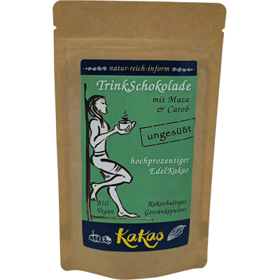 Bio TrinkSchokolade mit Maca & Carob - ungesüßt